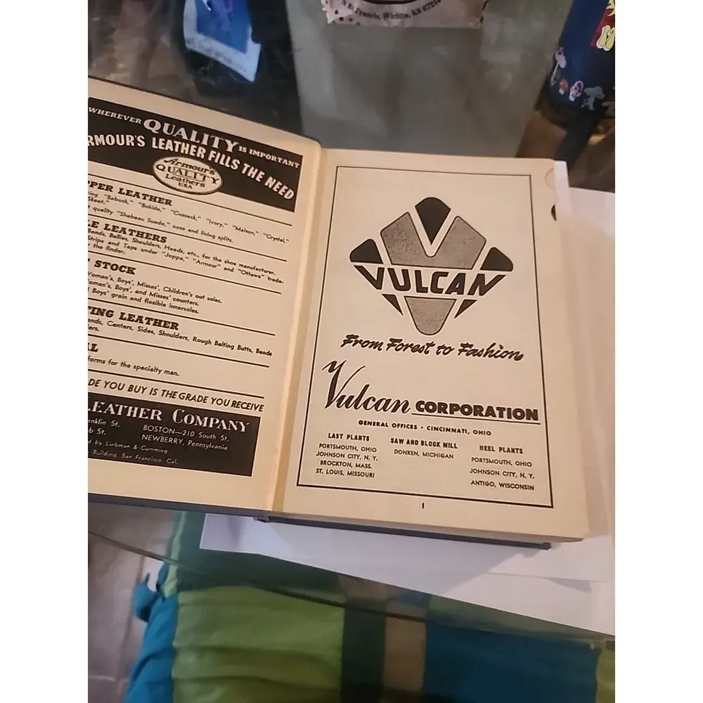 1952 Blue Book Shoe & Leather Industry Catalog Manual Evans HC Vintage Ads